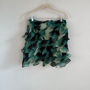 ASOS Black and Green Ruffle Mini Skirt, Size 10